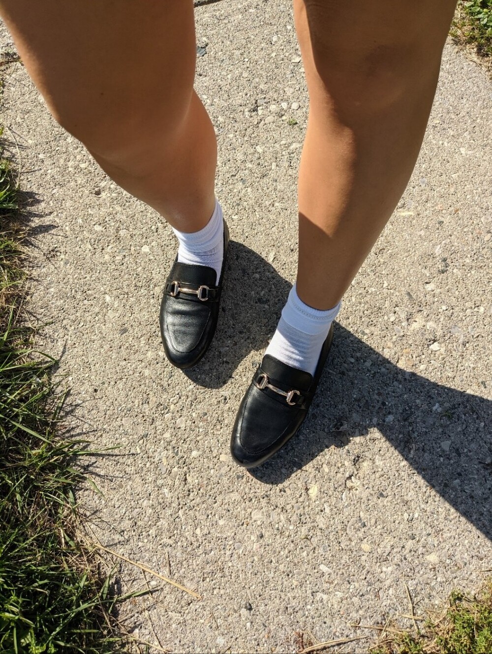 Steve Madden Black Leather Loafers with Gold-Tone Horsebit